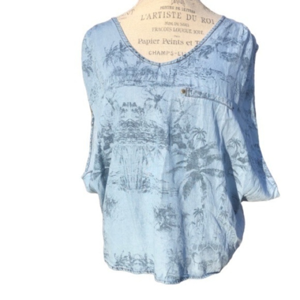 Denim Wide Sleeve Denim Top    PM4